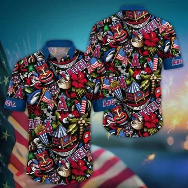 Los Angeles Angels Tiki Luau Hawaiian Shirt Unisex T-shirt, Sweatshirt, Hoodie, Long Sleeve Tee - T-Shirt, Sweatshirt, Hoodie