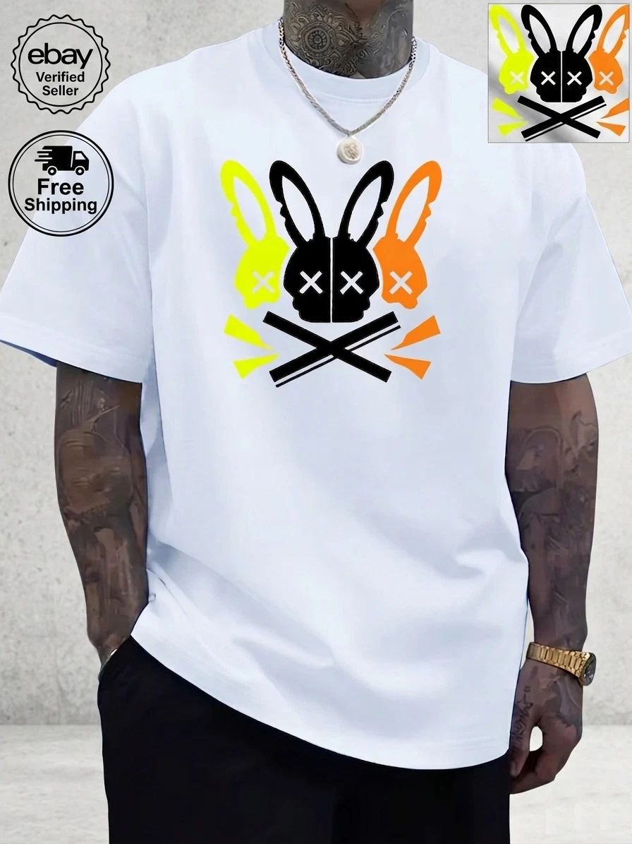Mens Casual Rabbit Graphic T-Shirt Round Neck Summer Short Sleeve Tee Unisex T-shirt, Sweatshirt, Hoodie, Long Sleeve Tee - T-Shirt, Sweatshirt, Hoodie