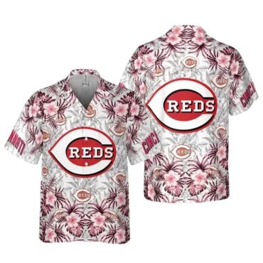 Cincinnati Reds Hibiscus Bloom Hawaiian Shirt Unisex T-shirt, Sweatshirt, Hoodie, Long Sleeve Tee - T-Shirt, Sweatshirt, Hoodie