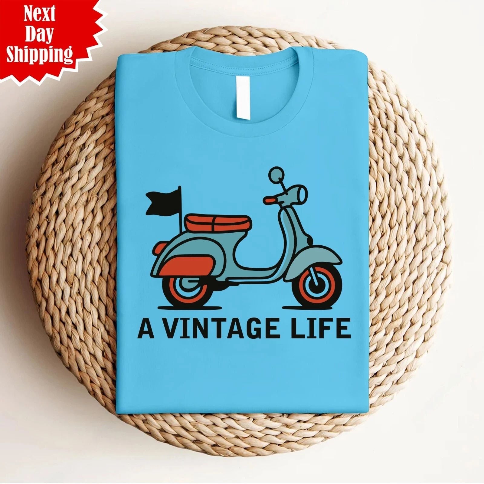 Vintage Life Vespa T Shirt Biker Scooter Rider Printed Retro Mod Sca Unisex Top Unisex T-shirt, Sweatshirt, Hoodie, Long Sleeve Tee - T-Shirt, Sweatshirt, Hoodie