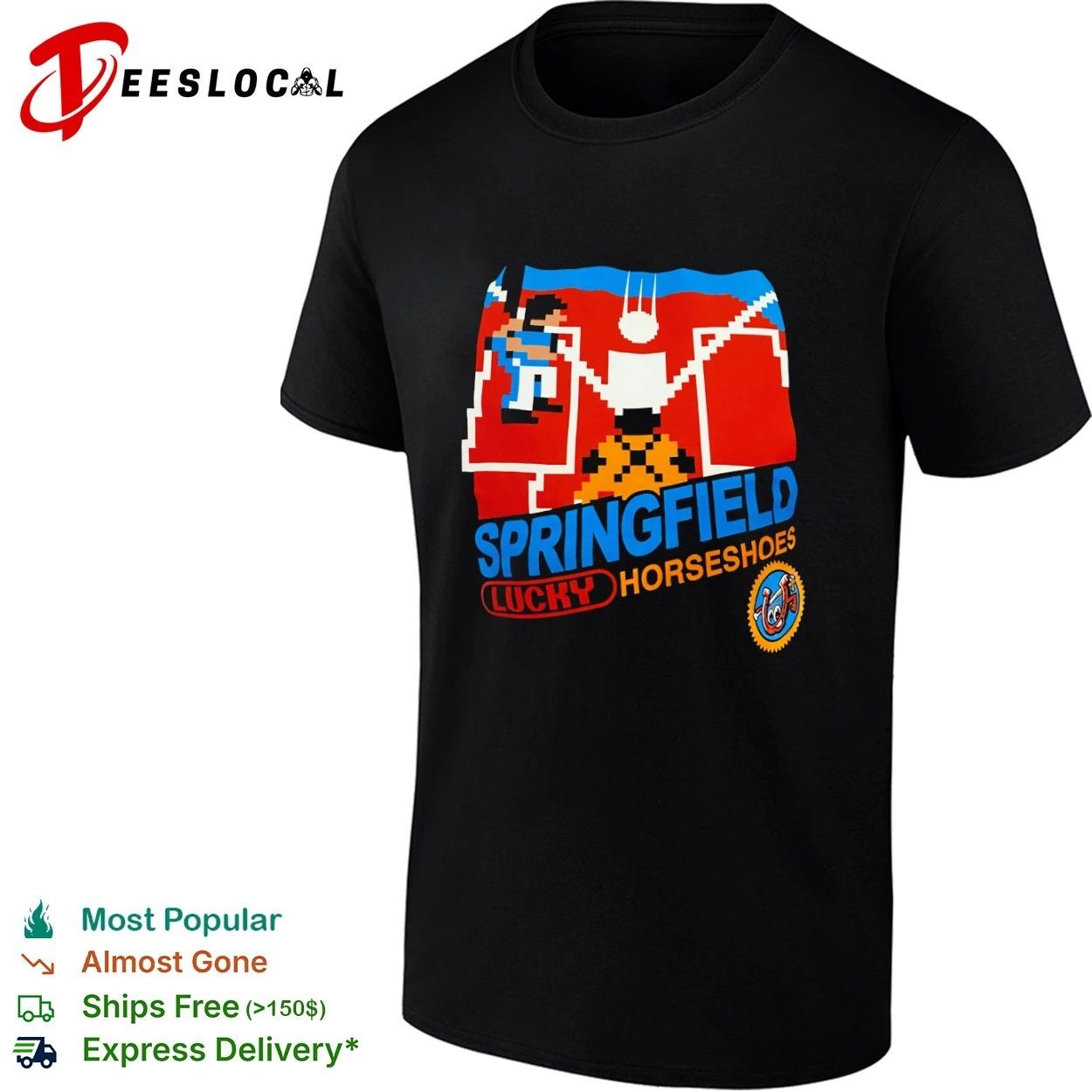 Springfield Lucky Horseshoes The Simpsons T-shirt Unisex T-shirt, Sweatshirt, Hoodie, Long Sleeve Tee - T-Shirt, Sweatshirt, Hoodie
