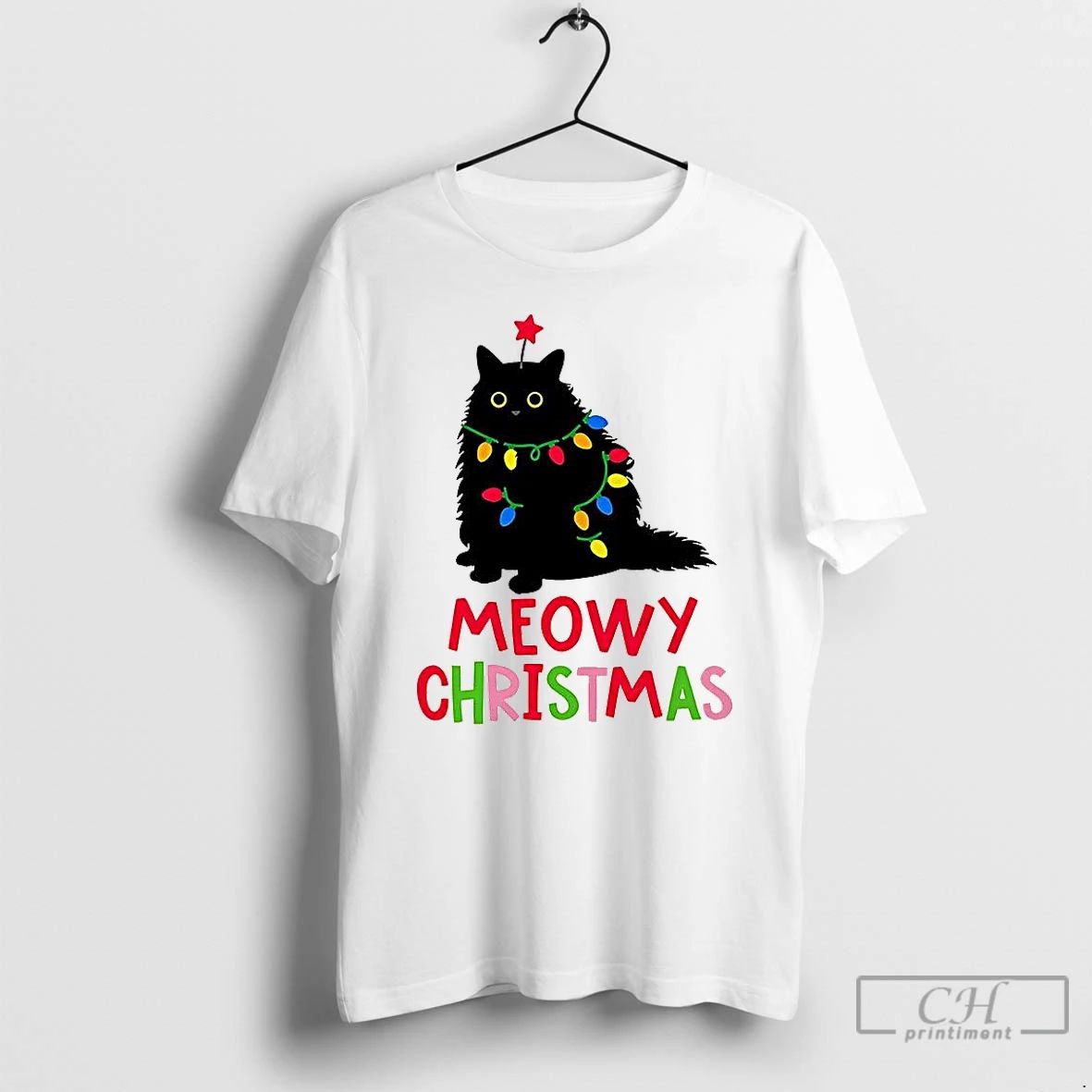 Premium Black Cat Meowy Christmas T Shirts Unisex T-shirt, Sweatshirt, Hoodie, Long Sleeve Tee - T-Shirt, Sweatshirt, Hoodie