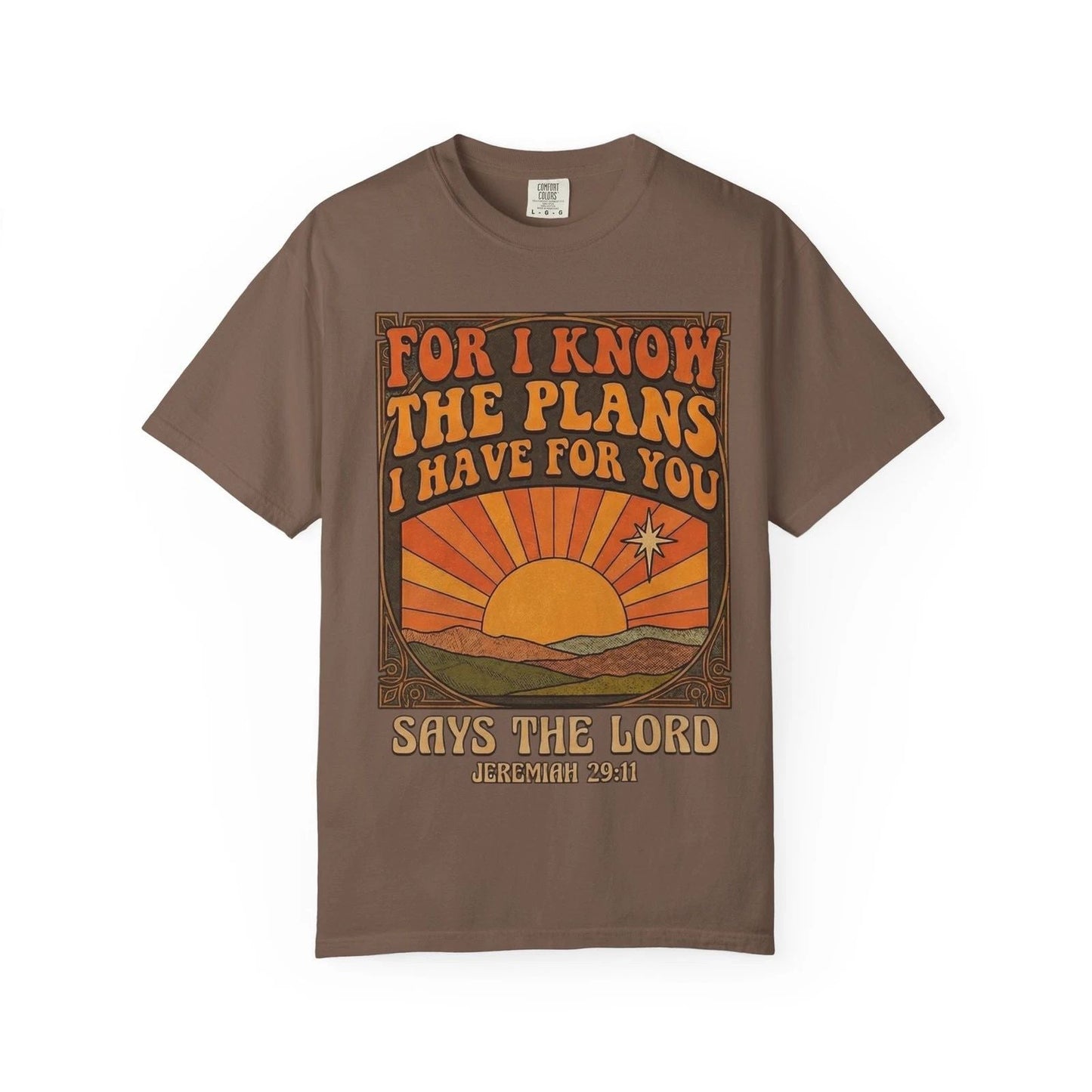 70's Retro For I Know The Plans Scripture Sunrise T-Shirt | Jeremiah 29:11 Unisex T-shirt, Sweatshirt, Hoodie, Long Sleeve Tee - T-Shirt, Sweatshirt, Hoodie