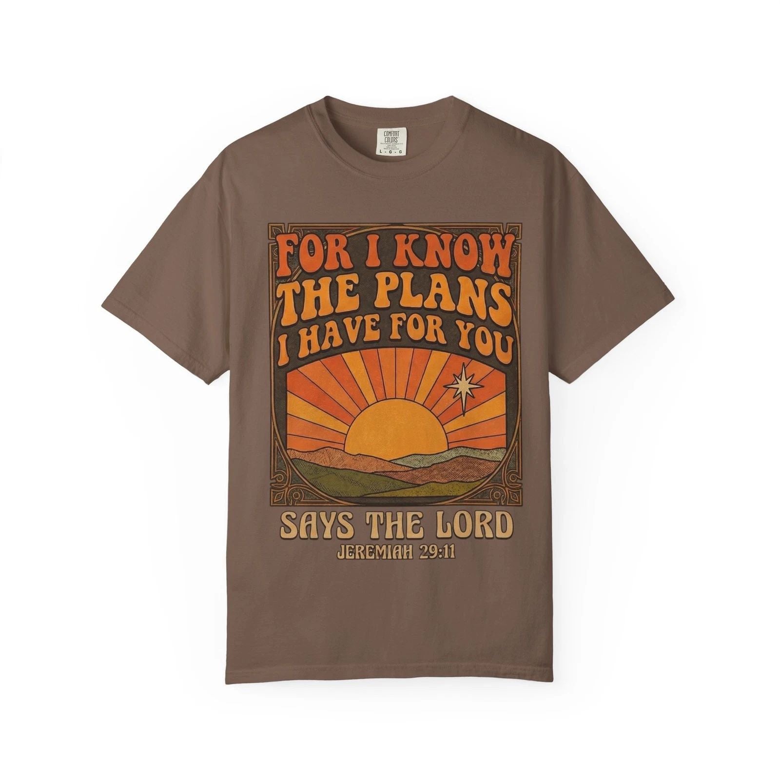 70's Retro For I Know The Plans Scripture Sunrise T-Shirt | Jeremiah 29:11 Unisex T-shirt, Sweatshirt, Hoodie, Long Sleeve Tee - T-Shirt, Sweatshirt, Hoodie
