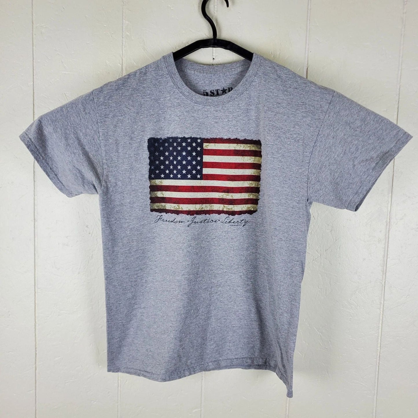 5 Star Shirt Mens Large Gray Graphic Crew Neck Short Sleeve Stretch America Unisex T-shirt, Sweatshirt, Hoodie, Long Sleeve Tee - T-Shirt, Sweatshirt, Hoodie