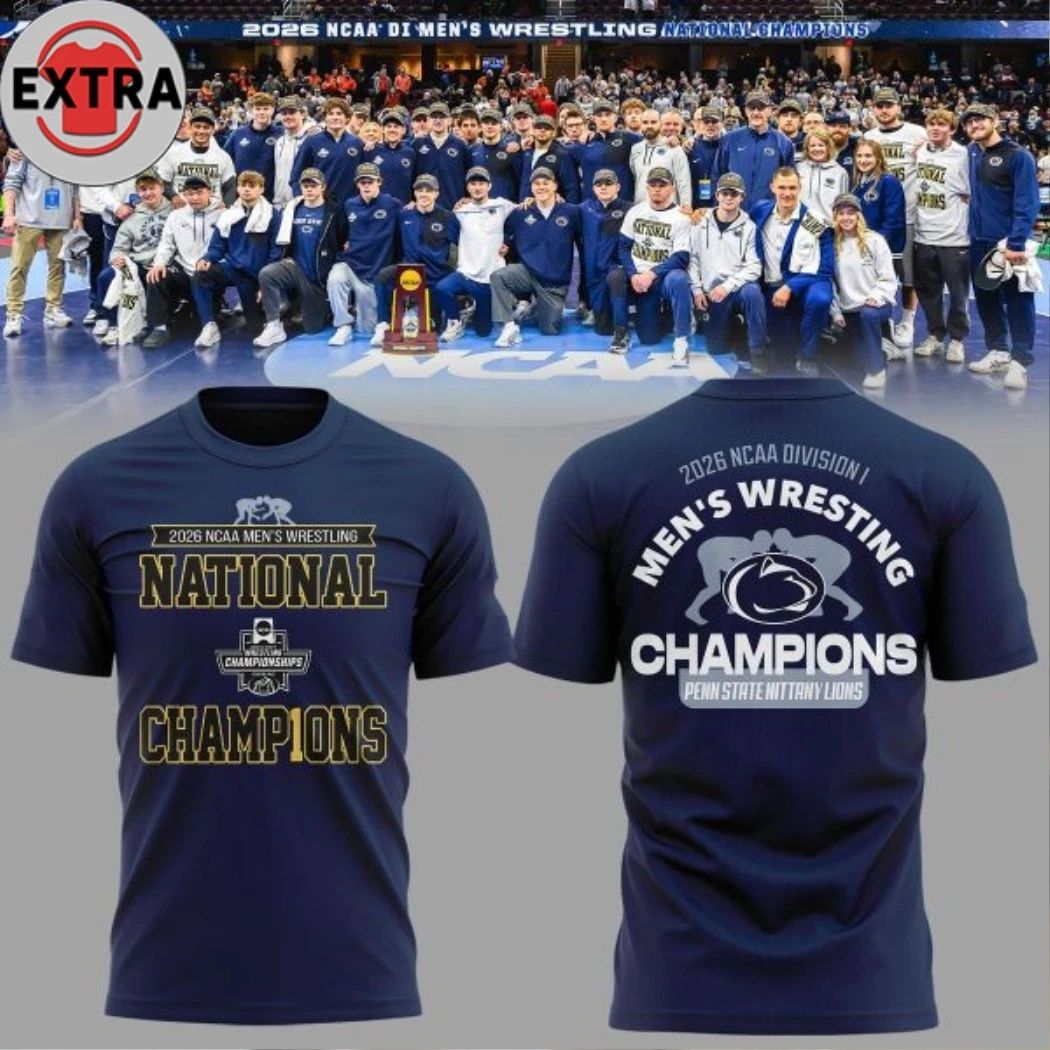 Penn State Nittany Lions 2026 Mens Wrestling Champions Celebrate Logo Two Sided Hoodie Shirts - T-Shirt, Sweatshirt, Hoodie