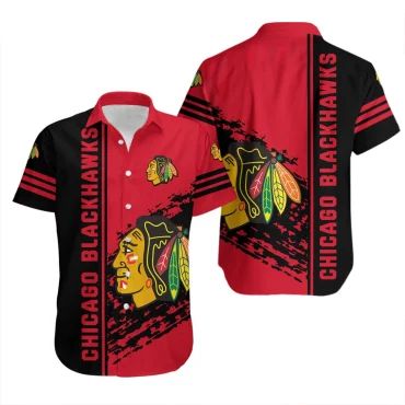 Chicago Blackhawks Urban Stripe Hawaiian Shirt Unisex T-shirt, Sweatshirt, Hoodie, Long Sleeve Tee - T-Shirt, Sweatshirt, Hoodie