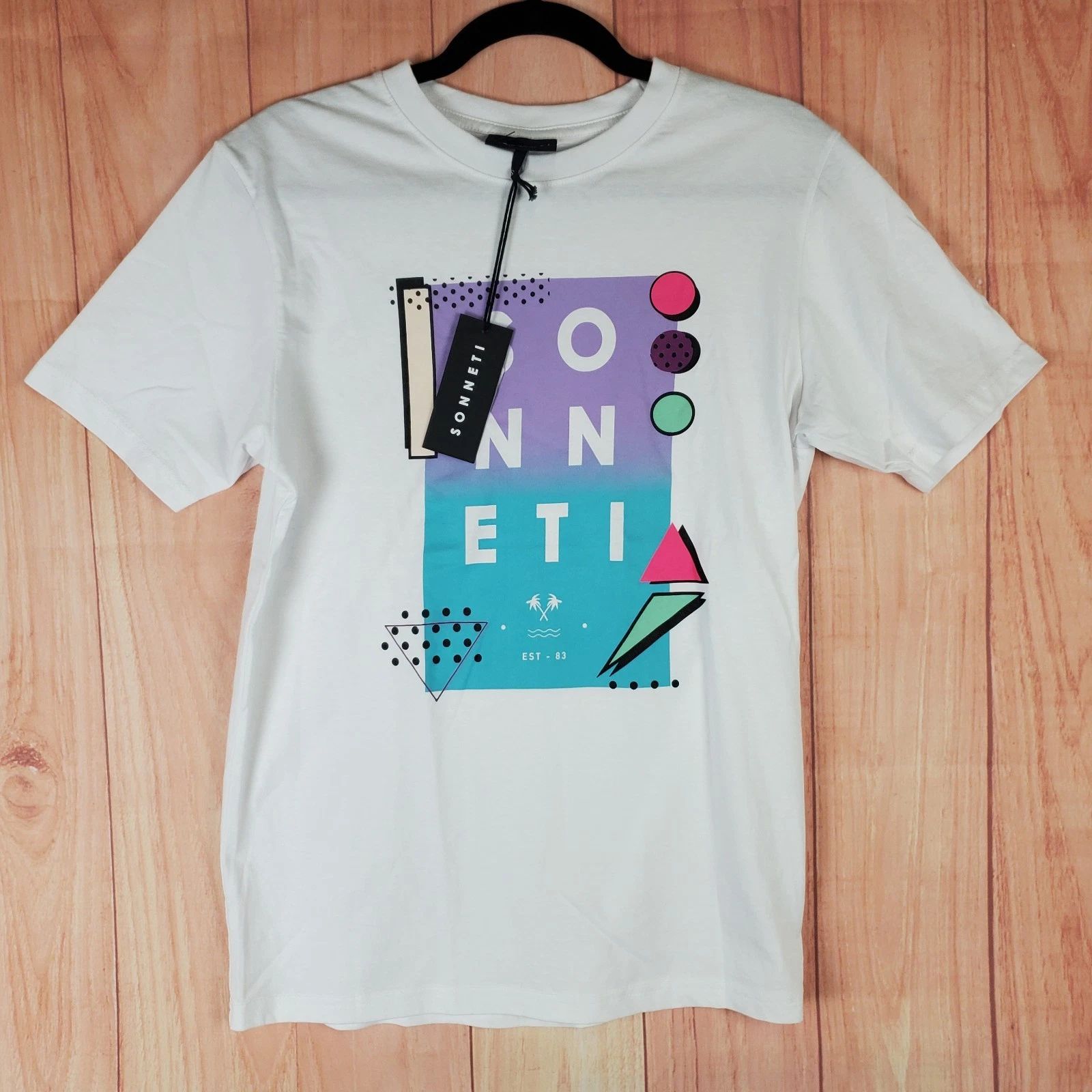 Sonneti London T Shirt Mens Small White Cotton Spellout Graphic Everyday Wear Unisex T-shirt, Sweatshirt, Hoodie, Long Sleeve Tee - T-Shirt, Sweatshirt, Hoodie