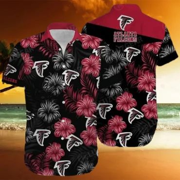 Atlanta Falcons Midnight Blossom Hawaiian Shirt Unisex T-shirt, Sweatshirt, Hoodie, Long Sleeve Tee - T-Shirt, Sweatshirt, Hoodie