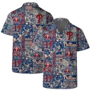 Philadelphia Phillies Vintage Floral Pattern Hawaiian Shirt Unisex T-shirt, Sweatshirt, Hoodie, Long Sleeve Tee - T-Shirt, Sweatshirt, Hoodie