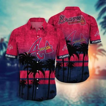 Atlanta Braves Tropical Horizon Hawaiian Shirt Unisex T-shirt, Sweatshirt, Hoodie, Long Sleeve Tee - T-Shirt, Sweatshirt, Hoodie
