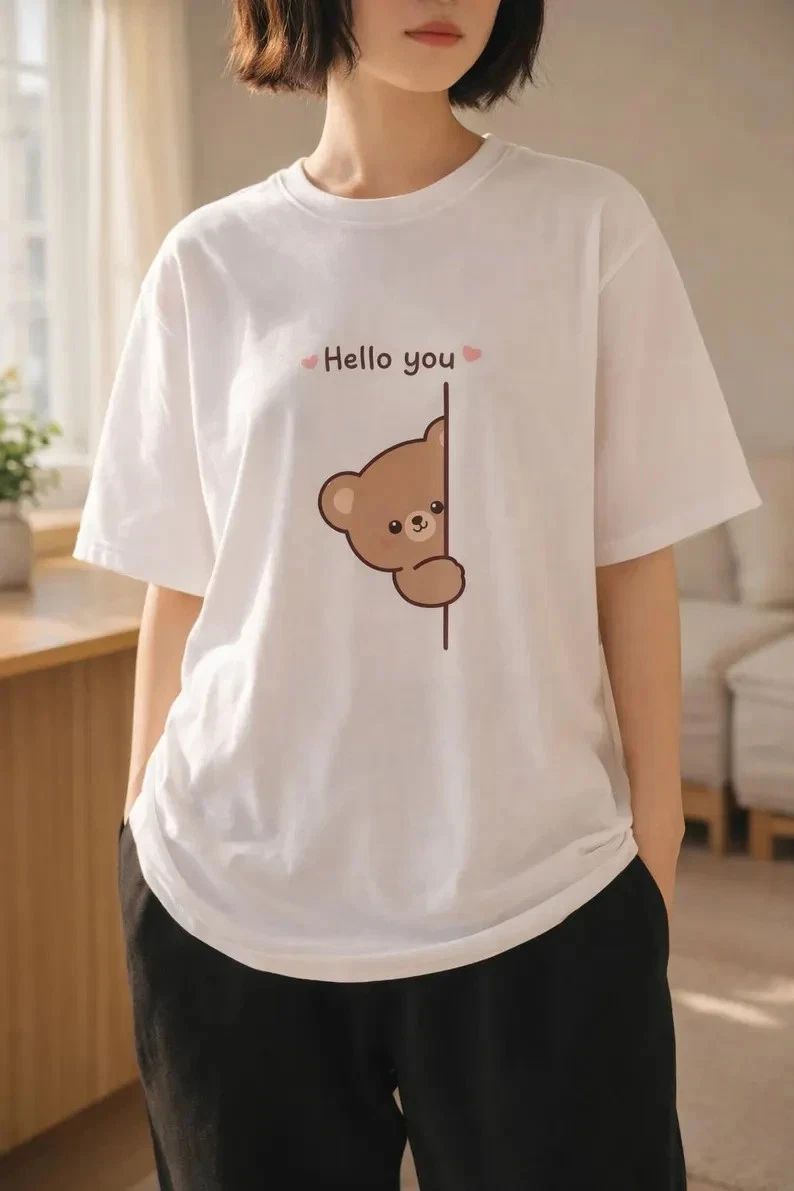 Peekaboo Bear T-Shirt | Kawaii Animal Graphic Tee Unisex T-shirt, Sweatshirt, Hoodie, Long Sleeve Tee - T-Shirt, Sweatshirt, Hoodie