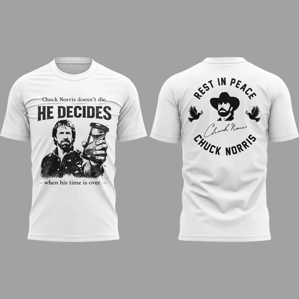 Chuck Norris Doesnt Die He Decides When His Time Is Over Shirt Unisex T-shirt, Sweatshirt, Hoodie, Long Sleeve Tee - T-Shirt, Sweatshirt, Hoodie