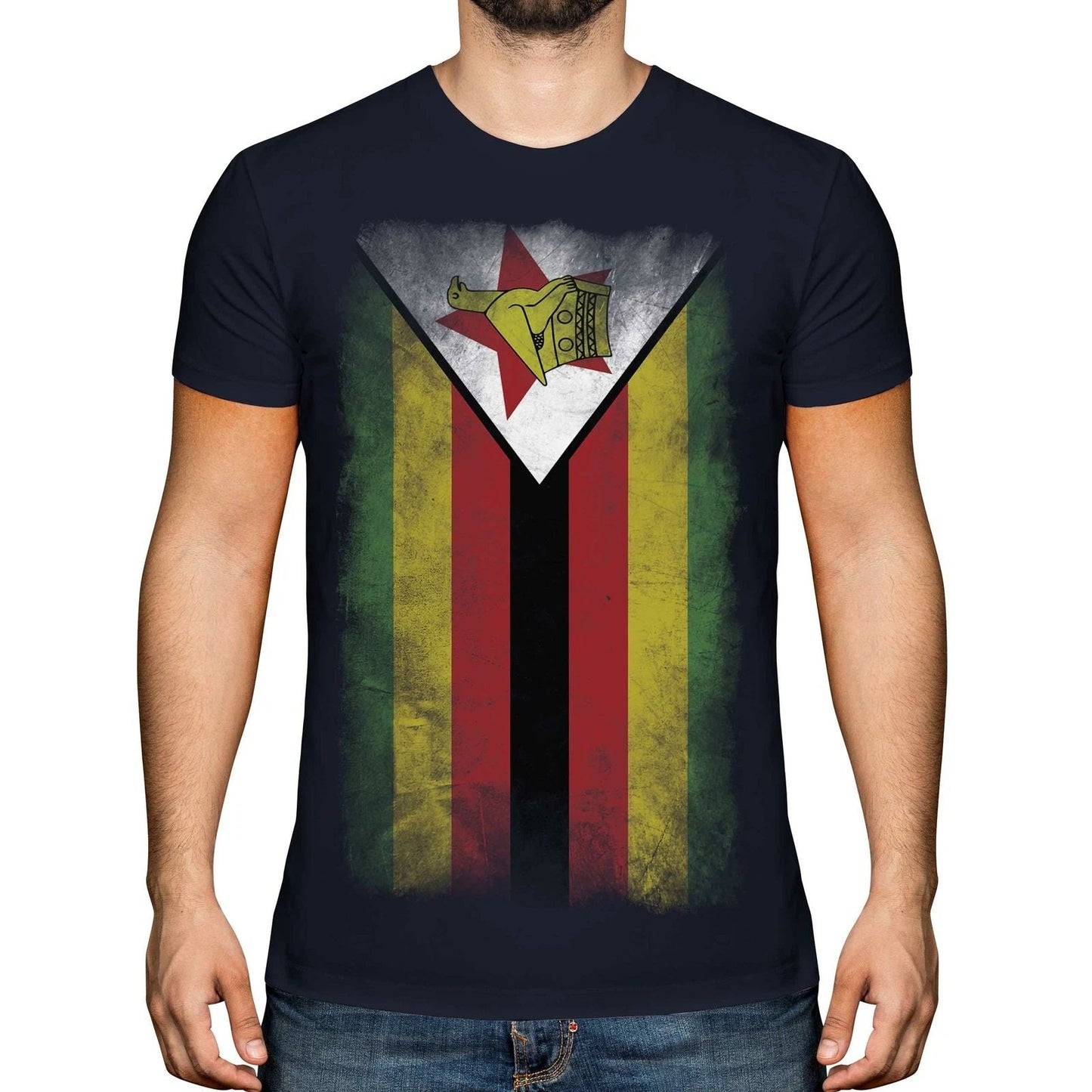 ZIMBABWE FADED FLAG MENS T-SHIRT TEE TOP ZIMBABWEAN SHIRT FOOTBALL JERSEY GIFT Unisex T-shirt, Sweatshirt, Hoodie, Long Sleeve Tee - T-Shirt, Sweatshirt, Hoodie