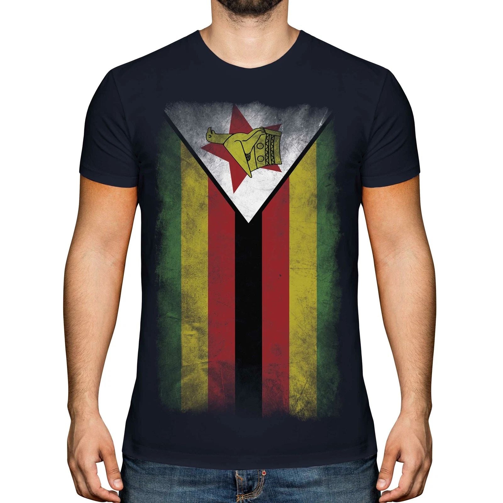 ZIMBABWE FADED FLAG MENS T-SHIRT TEE TOP ZIMBABWEAN SHIRT FOOTBALL JERSEY GIFT Unisex T-shirt, Sweatshirt, Hoodie, Long Sleeve Tee - T-Shirt, Sweatshirt, Hoodie