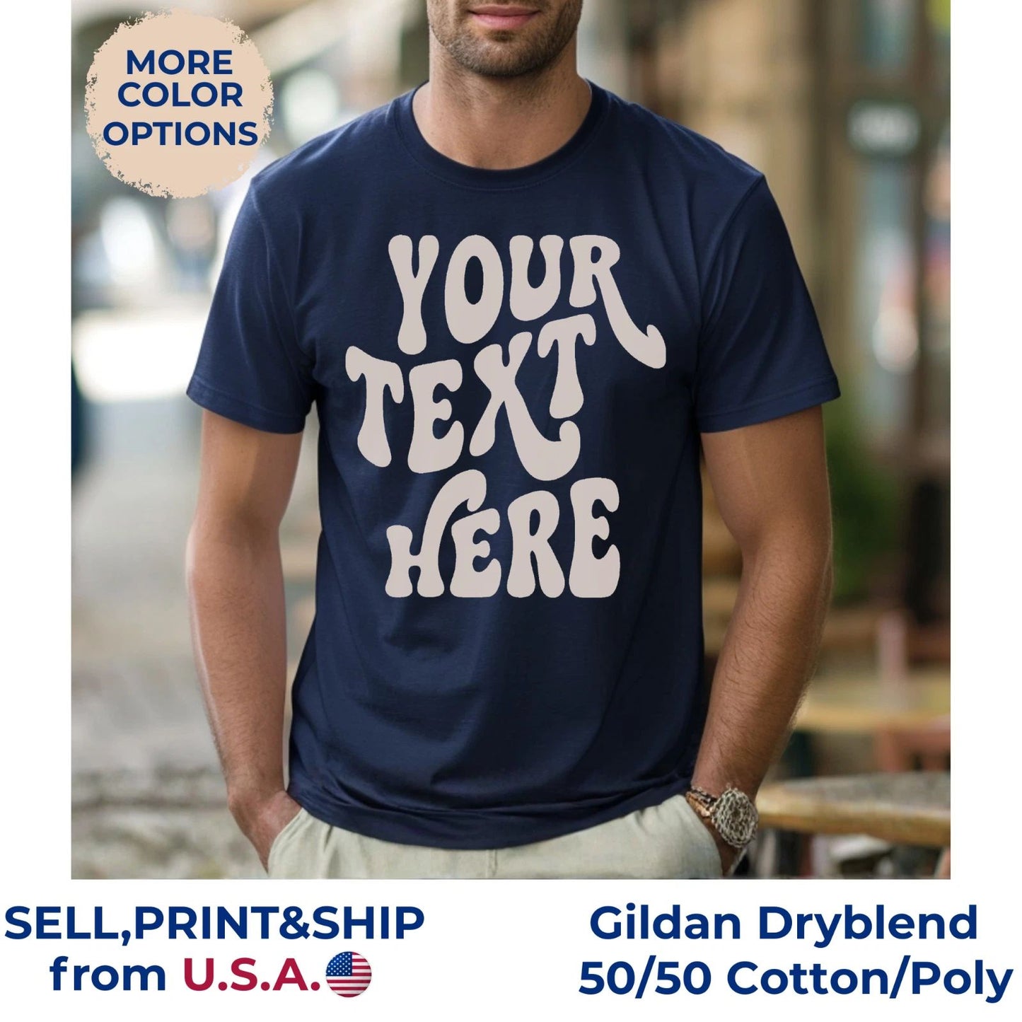 Personalized  Custom T-Shirt w/ Text on Gildan Shirts. Custom Made Tees Unisex T-shirt, Sweatshirt, Hoodie, Long Sleeve Tee - T-Shirt, Sweatshirt, Hoodie