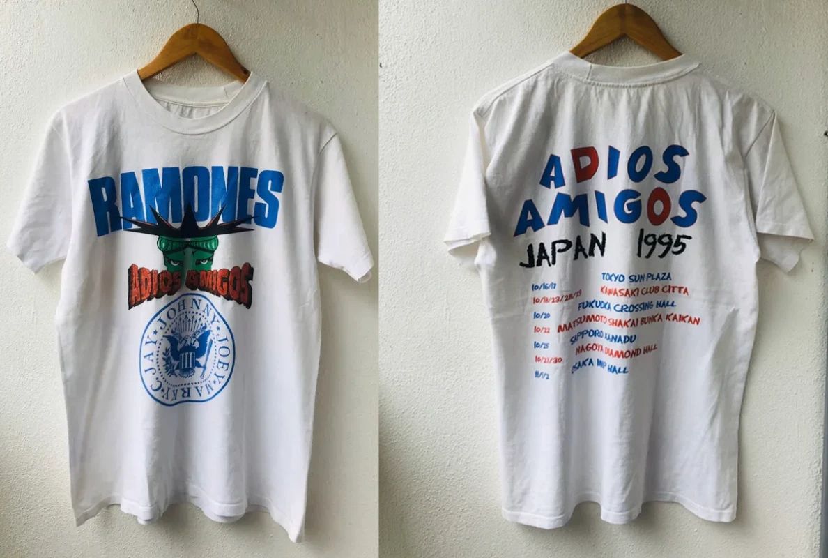 Vintage 90s Ramones Adios Amigos Japan Tour 1995  American Punk Rock S-5XL Unisex T-shirt, Sweatshirt, Hoodie, Long Sleeve Tee - T-Shirt, Sweatshirt, Hoodie