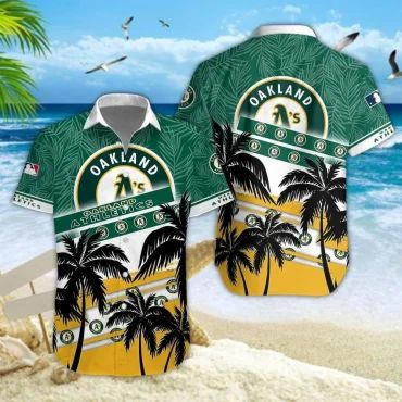 Oakland Athletics Palm Paradise Hawaiian Shirt Unisex T-shirt, Sweatshirt, Hoodie, Long Sleeve Tee - T-Shirt, Sweatshirt, Hoodie