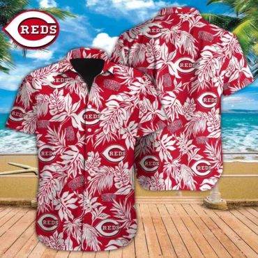 Cincinnati Reds Leafy Tropics Hawaiian Shirt Unisex T-shirt, Sweatshirt, Hoodie, Long Sleeve Tee - T-Shirt, Sweatshirt, Hoodie