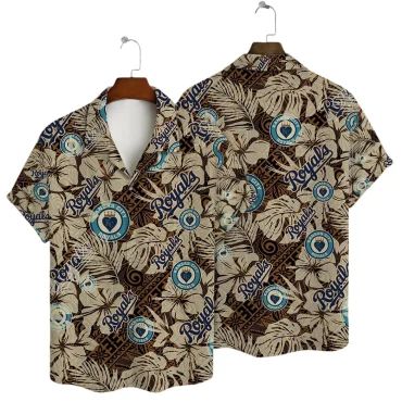 Kansas City Royals Tropical Hearts Hawaiian Shirt Unisex T-shirt, Sweatshirt, Hoodie, Long Sleeve Tee - T-Shirt, Sweatshirt, Hoodie
