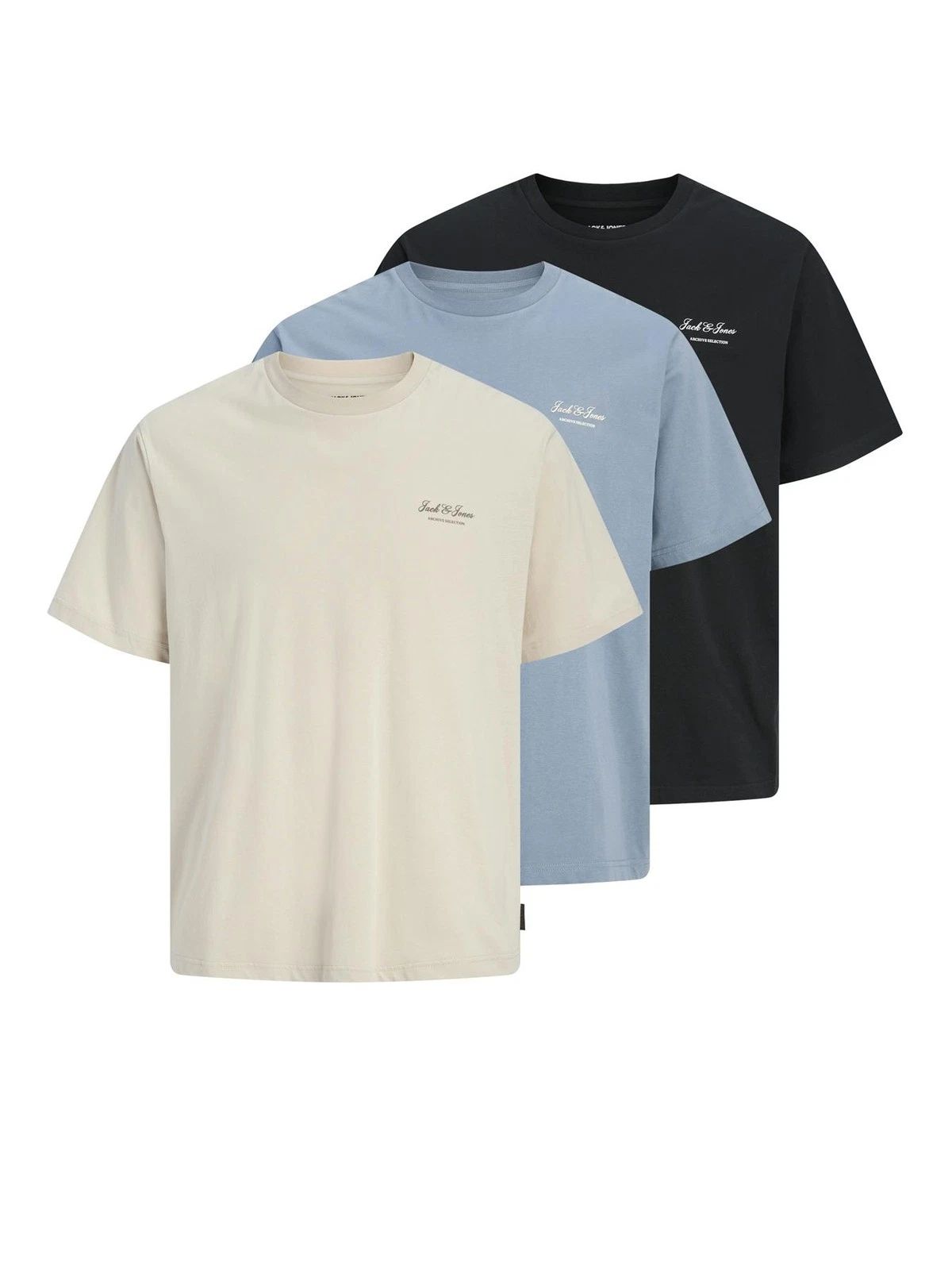 Jack & Jones Men's 3-Pack T-Shirts Short Sleeve O-Neck Smart Casual Tee Tops Unisex T-shirt, Sweatshirt, Hoodie, Long Sleeve Tee - T-Shirt, Sweatshirt, Hoodie