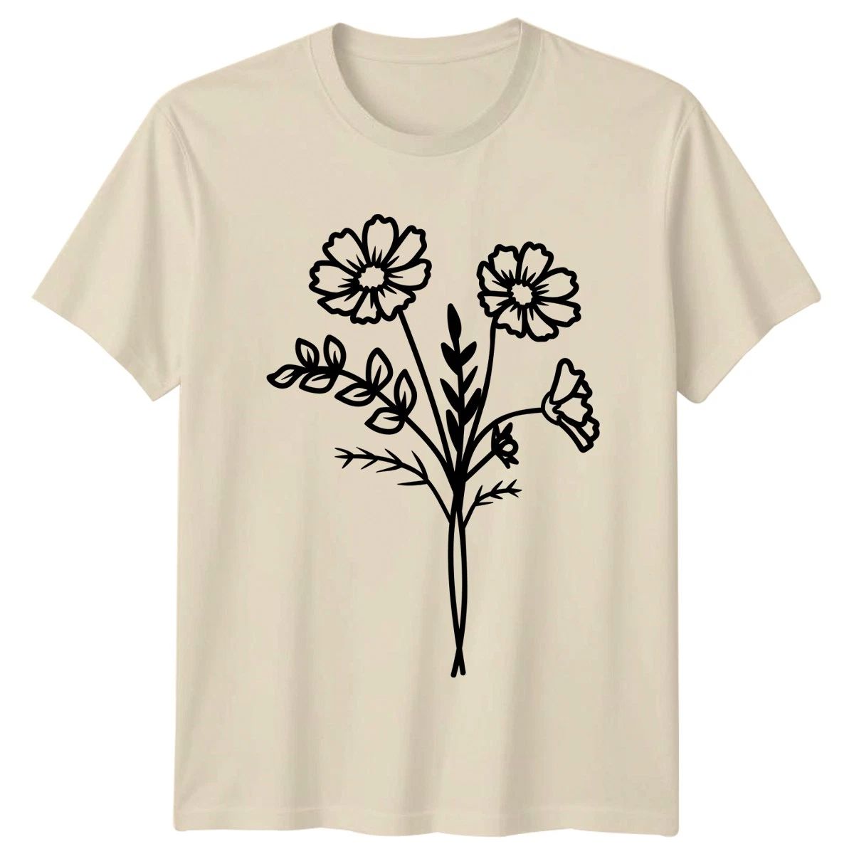Simple Wildflower Bouquet Line Art Womens T-Shirt Wildflower Gardening Unisex T-shirt, Sweatshirt, Hoodie, Long Sleeve Tee - T-Shirt, Sweatshirt, Hoodie