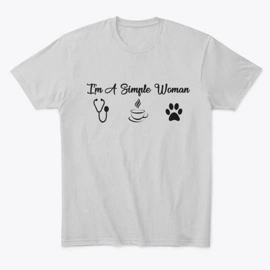 Im A Simple Woman Nurse Coffee And Dog T-Shirt Made in the USA Size S to 5XL Unisex T-shirt, Sweatshirt, Hoodie, Long Sleeve Tee - T-Shirt, Sweatshirt, Hoodie
