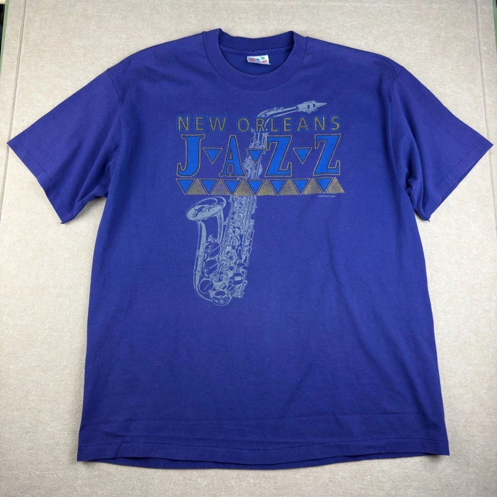 Vintage Hanes 1993 New Orleans Jazz T-Shirt XL Purple Saxophone Music Tee USA Unisex T-shirt, Sweatshirt, Hoodie, Long Sleeve Tee - T-Shirt, Sweatshirt, Hoodie