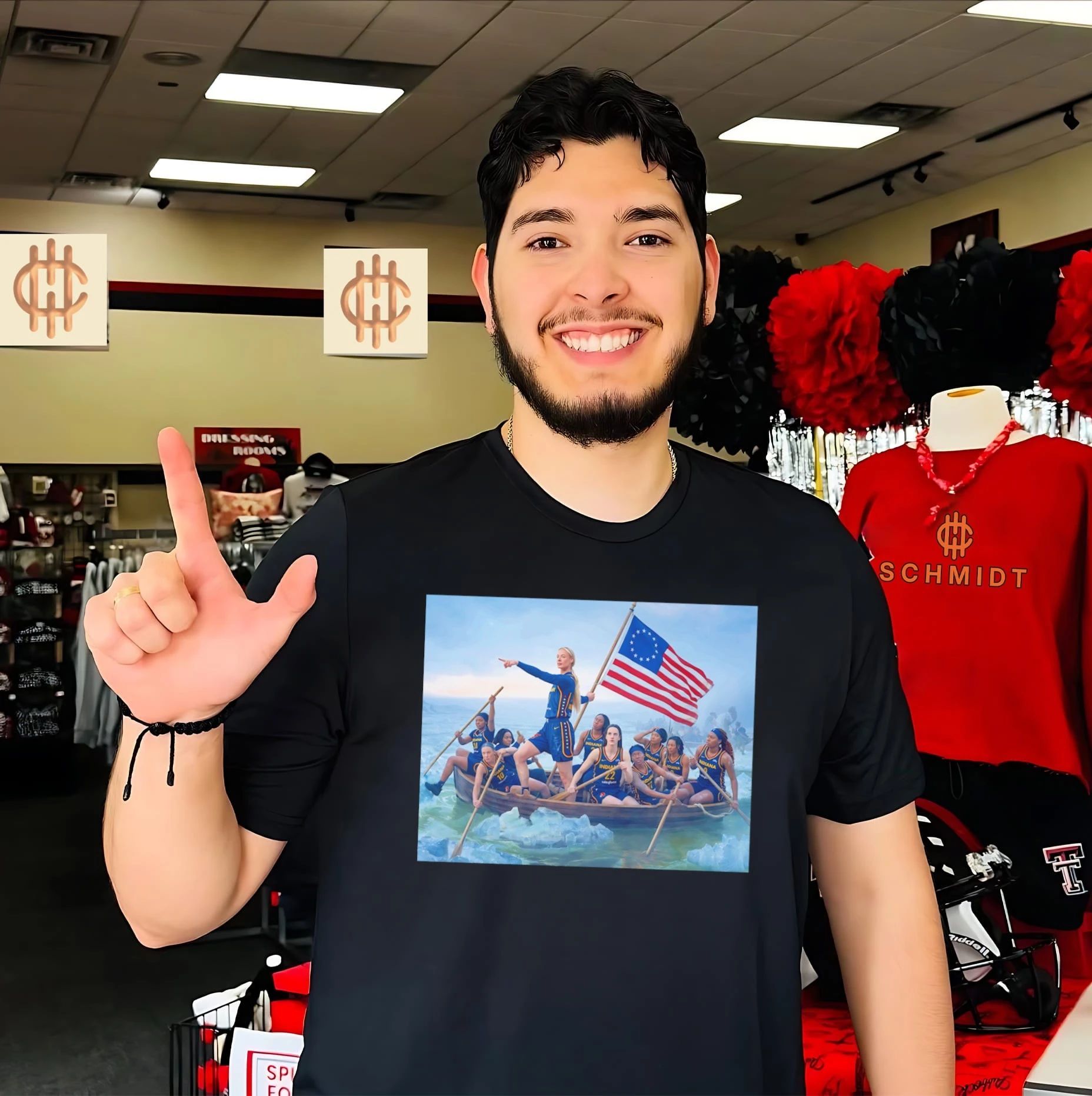 Indiana Fever Sophie Cunningham pointing meme Washington Crossing the Delaware parody shirt - T-Shirt, Sweatshirt, Hoodie