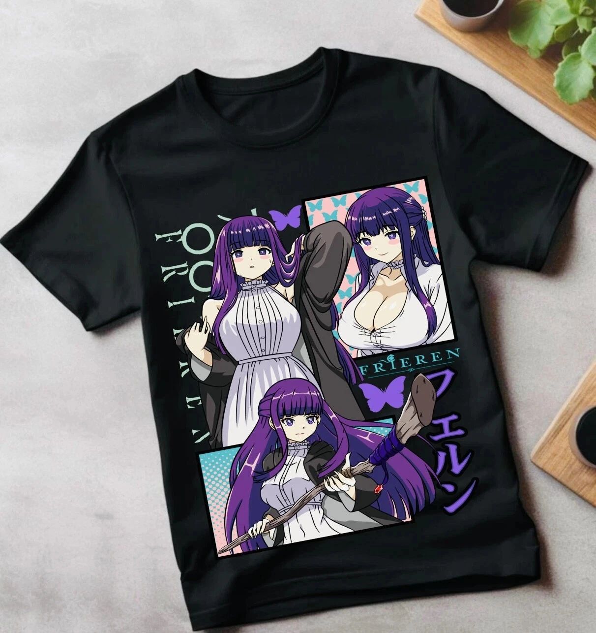 Anime Frieren Beyond Journey's End Cute Fern Black T-Shirt Unisex T-shirt, Sweatshirt, Hoodie, Long Sleeve Tee - T-Shirt, Sweatshirt, Hoodie