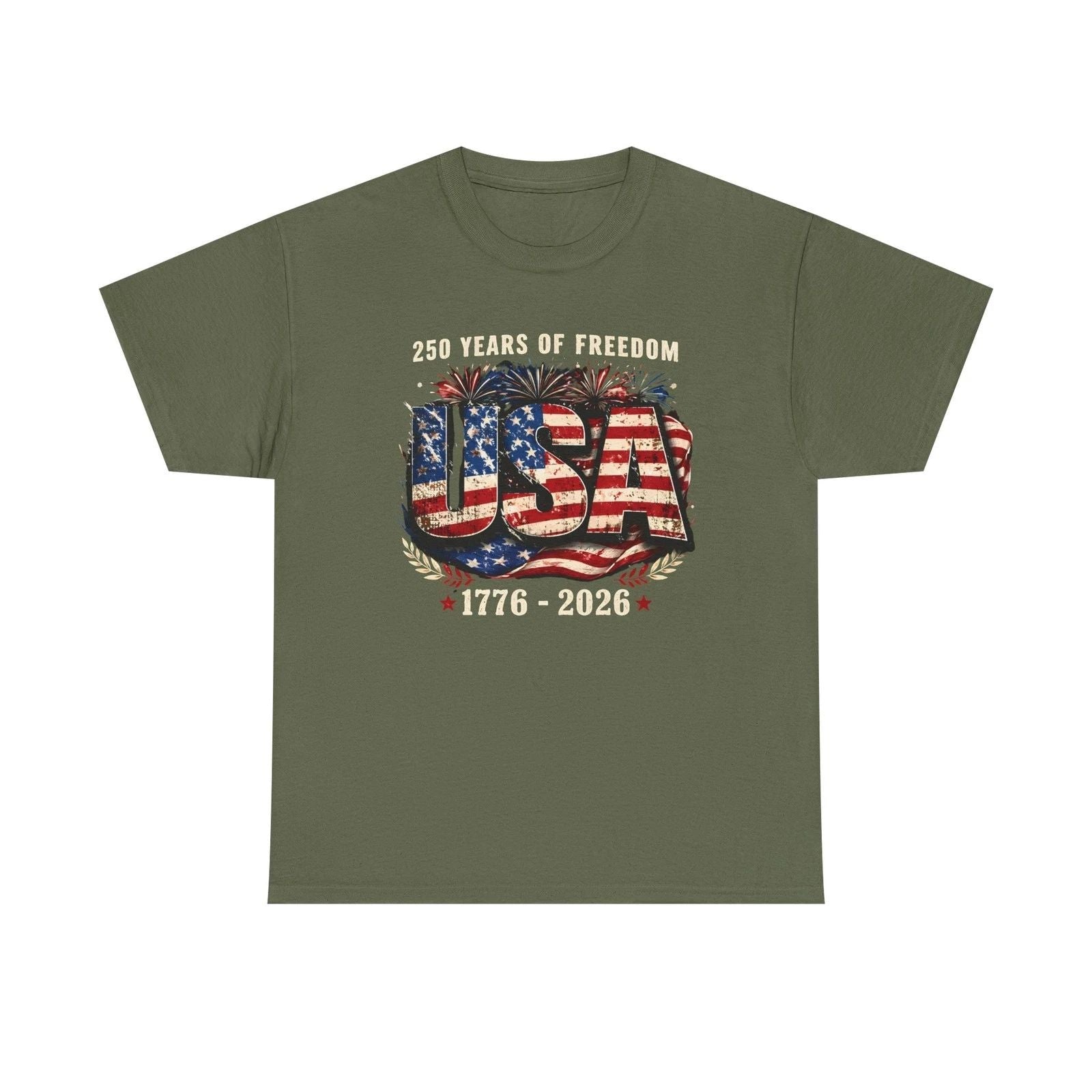 USA 250 Years of Freedom 1776-2026 T-Shirt | American Flag Unisex T-shirt, Sweatshirt, Hoodie, Long Sleeve Tee - T-Shirt, Sweatshirt, Hoodie