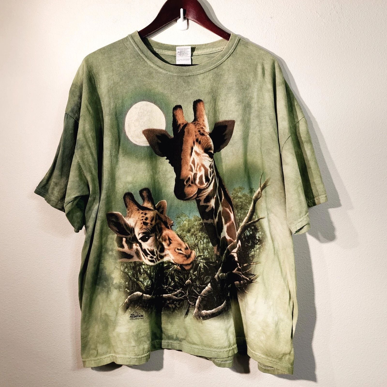 Vtg 1999 The Mountain Mom&Baby Jeraffe Tie Dye TShirt Green XXL Cotton Unisex T-shirt, Sweatshirt, Hoodie, Long Sleeve Tee - T-Shirt, Sweatshirt, Hoodie