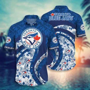 Toronto Blue Jays Tropical Waves Hawaiian Shirt Unisex T-shirt, Sweatshirt, Hoodie, Long Sleeve Tee - T-Shirt, Sweatshirt, Hoodie