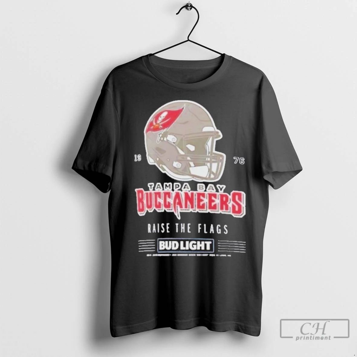 Premium Bud Light X Tampa Bay Buccaneers Raise The Flags Helmet Unisex T-shirt, Sweatshirt, Hoodie, Long Sleeve Tee - T-Shirt, Sweatshirt, Hoodie