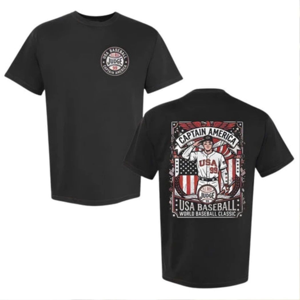 Aaron Judge Captain America Usa Baseball World Baseball Two-Sided Graphic T-Shirt Unisex T-shirt, Sweatshirt, Hoodie, Long Sleeve Tee - T-Shirt, Sweatshirt, Hoodie