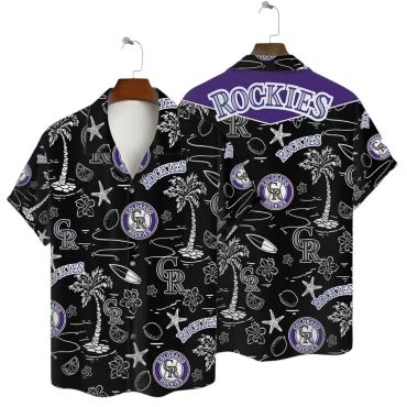 Colorado Rockies Black Tropics Hawaiian Shirt Unisex T-shirt, Sweatshirt, Hoodie, Long Sleeve Tee - T-Shirt, Sweatshirt, Hoodie