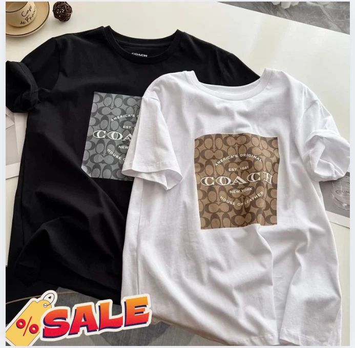 NWT COACH Men's Womens Unisex White black T-shirt COTTON !! SUPER HOT IN SUMMER Unisex T-shirt, Sweatshirt, Hoodie, Long Sleeve Tee - T-Shirt, Sweatshirt, Hoodie