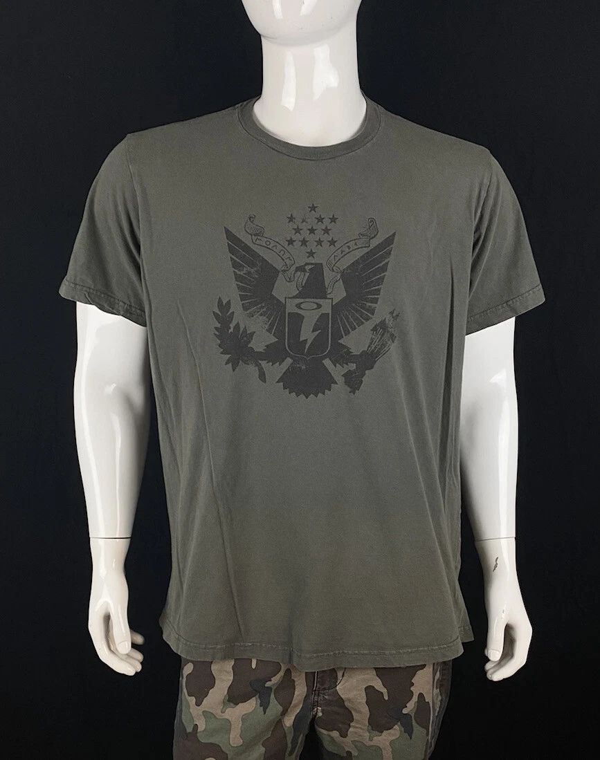 OAKLEY Molon Labe Front Eagle Graphic Gray-Green T Shirt, Men's Size XL Unisex T-shirt, Sweatshirt, Hoodie, Long Sleeve Tee - T-Shirt, Sweatshirt, Hoodie