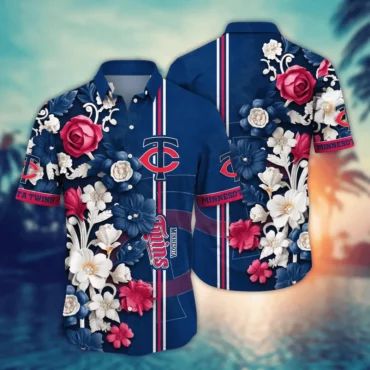 Minnesota Twins Classic Floral Hawaiian Shirt Unisex T-shirt, Sweatshirt, Hoodie, Long Sleeve Tee - T-Shirt, Sweatshirt, Hoodie