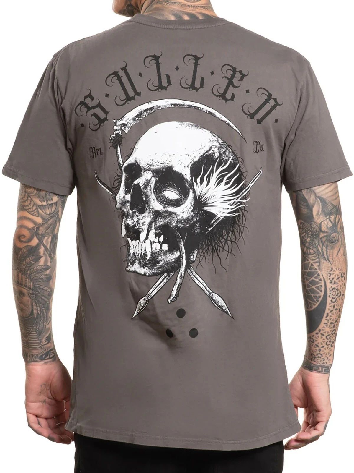 Sullen Men's Sickle Short Sleeve Premium T-shirt Tattoo Art Style Skull Tee Unisex T-shirt, Sweatshirt, Hoodie, Long Sleeve Tee - T-Shirt, Sweatshirt, Hoodie