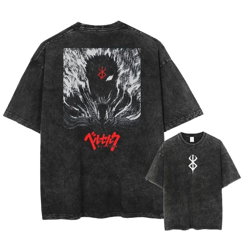 Berserk Guts T Shirt Anime Manga Acid Wash Vintage Oversized Graphic Men Tee Unisex T-shirt, Sweatshirt, Hoodie, Long Sleeve Tee - T-Shirt, Sweatshirt, Hoodie