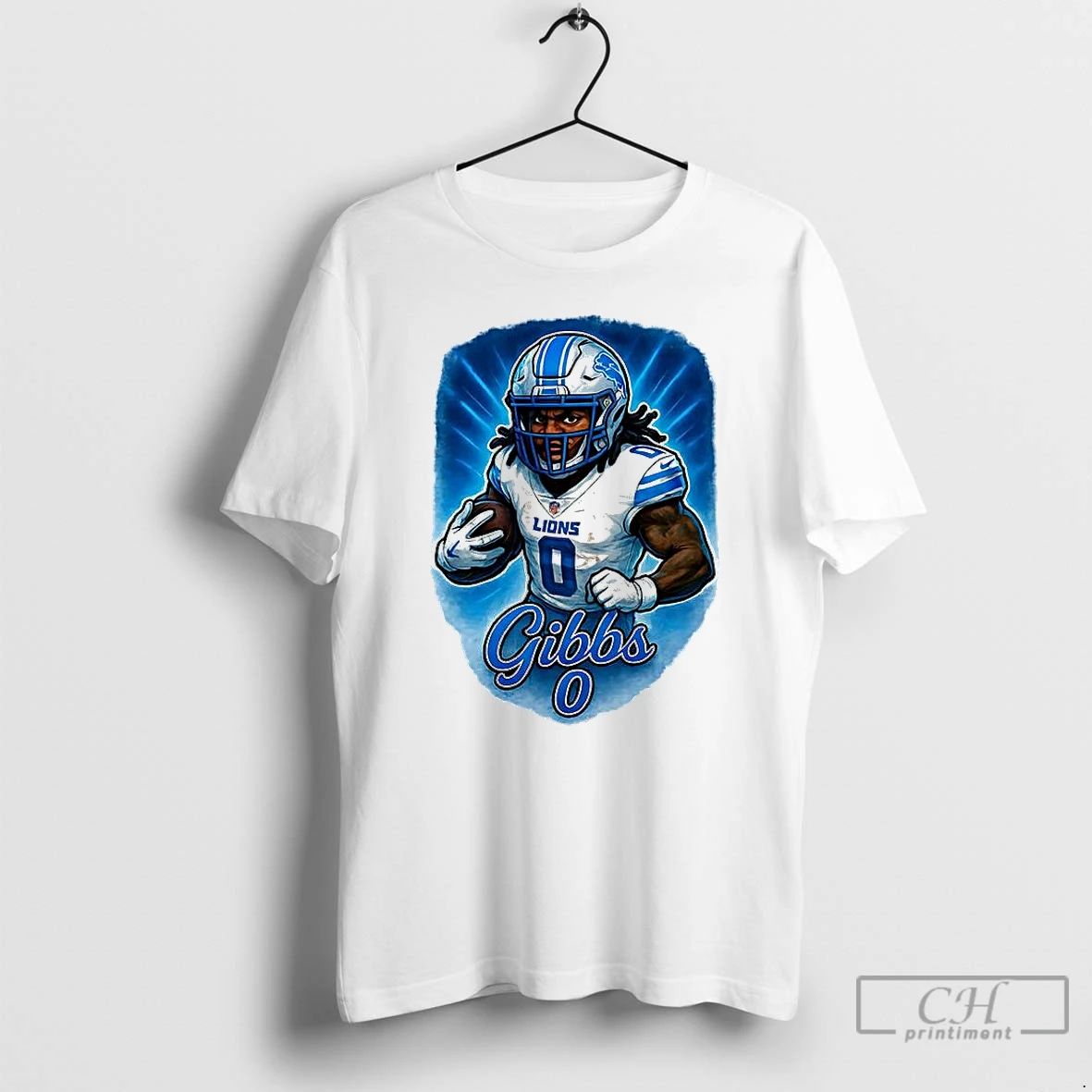Premium Jahmyr Gibbs Detroit Lions Football Number 0 Caricature T Shirts Unisex T-shirt, Sweatshirt, Hoodie, Long Sleeve Tee - T-Shirt, Sweatshirt, Hoodie