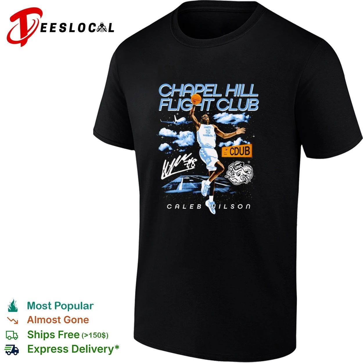 Caleb Wilson Chapel Hill Flight Club North Carolina Tar Heels T-shirt Unisex T-shirt, Sweatshirt, Hoodie, Long Sleeve Tee - T-Shirt, Sweatshirt, Hoodie