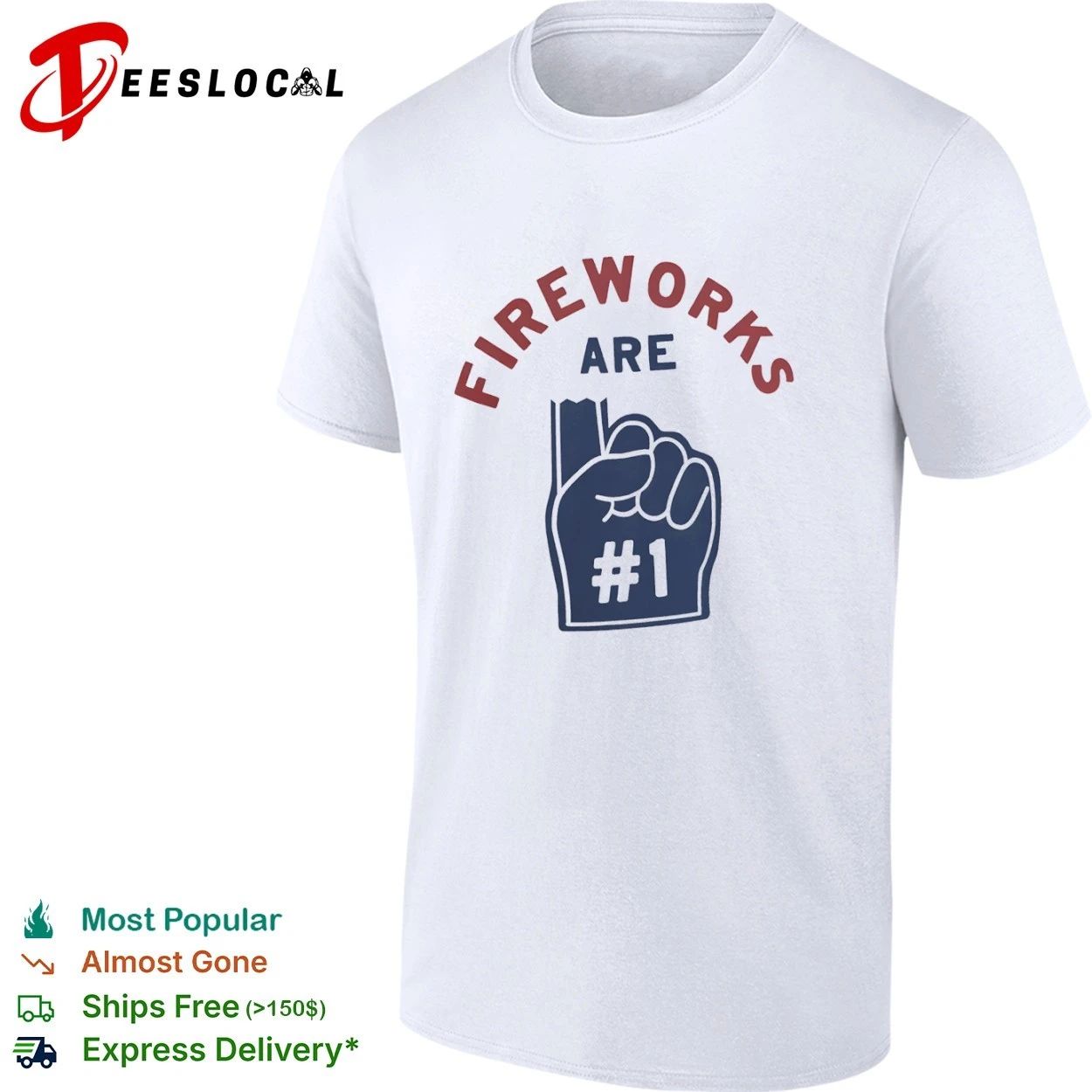 Fireworks Are Number 1 Blown Up Foam Finger 4th of July T-shirt Unisex T-shirt, Sweatshirt, Hoodie, Long Sleeve Tee - T-Shirt, Sweatshirt, Hoodie
