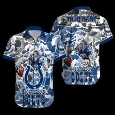 Personalized Indianapolis Colts Tropic Storm Hawaiian Shirt Unisex T-shirt, Sweatshirt, Hoodie, Long Sleeve Tee - T-Shirt, Sweatshirt, Hoodie