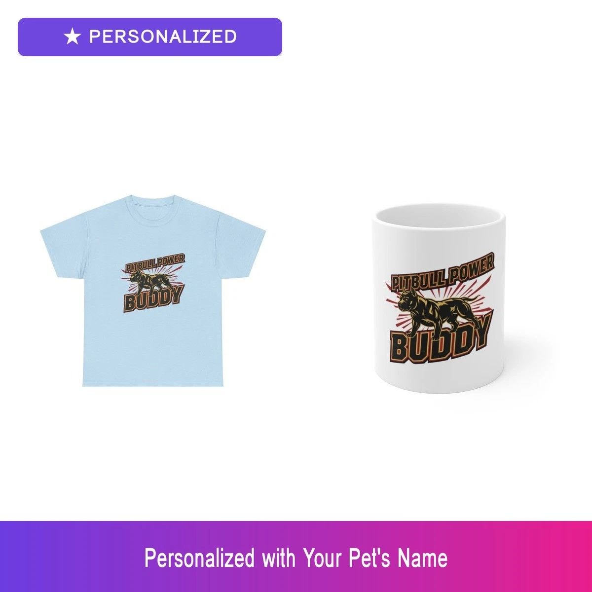 Custom Pitbull Pit Bull Pet Lover Gift Set Shirt Mug Personalized Name Bundle Unisex T-shirt, Sweatshirt, Hoodie, Long Sleeve Tee - T-Shirt, Sweatshirt, Hoodie