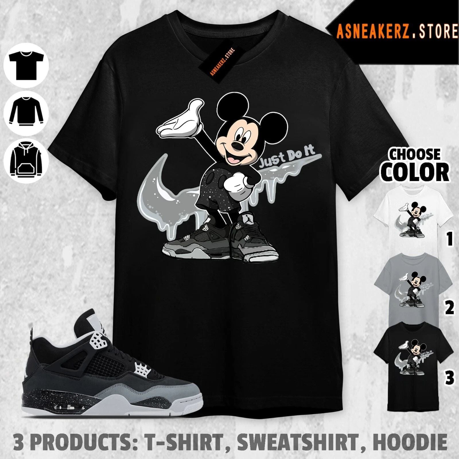 Shirt To Match AJ 4 Fear 2024 Sneaker Matching Tee Drip M Mouse T-Shirt Unisex T-shirt, Sweatshirt, Hoodie, Long Sleeve Tee - T-Shirt, Sweatshirt, Hoodie