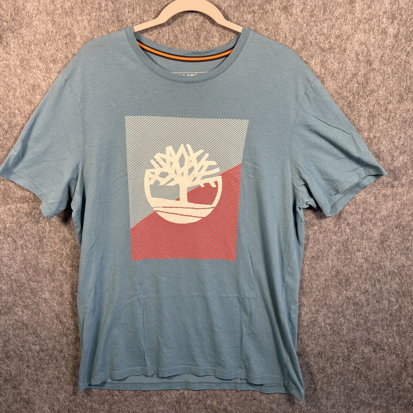 Timberland T-Shirt Men's LG Blue Graphic Print Short Sleeve Casual 100% Cotton Unisex T-shirt, Sweatshirt, Hoodie, Long Sleeve Tee - T-Shirt, Sweatshirt, Hoodie