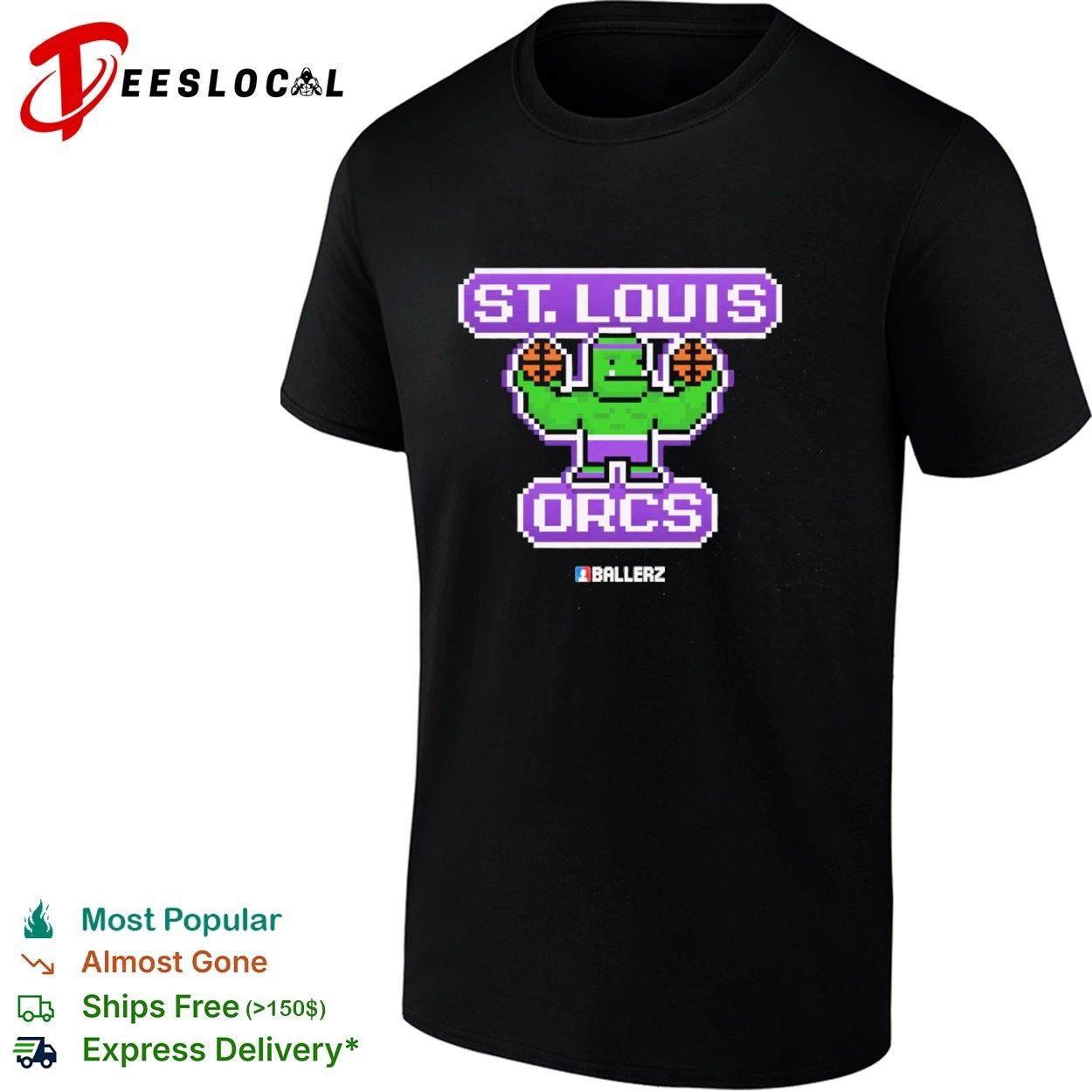 St Louis Orcs Ballerz basketball pixel art T-shirt Unisex T-shirt, Sweatshirt, Hoodie, Long Sleeve Tee - T-Shirt, Sweatshirt, Hoodie