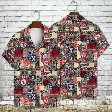 Texas Rangers Heritage Patchwork Hawaiian Shirt Unisex T-shirt, Sweatshirt, Hoodie, Long Sleeve Tee - T-Shirt, Sweatshirt, Hoodie